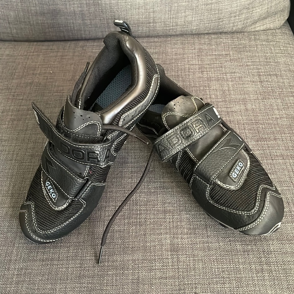 Diadora Geko Black Velcro Lace Up Cycling Shoes